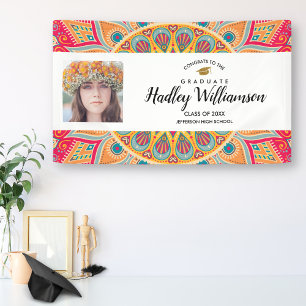 Graduation Photo Bohemian Colorful Class of 20XX Banner