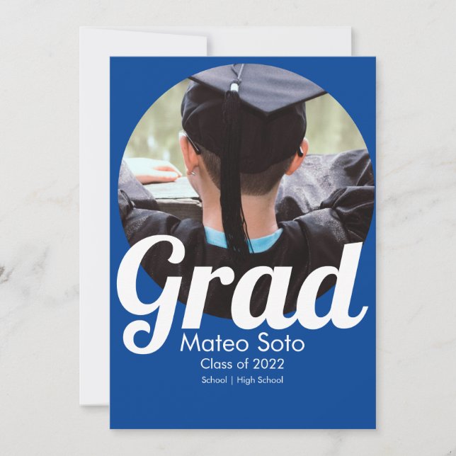Graduation Photo Bold Any Colour Announcement (Front)