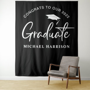 Graduation Photo Booth Backdrop Black Tapestry