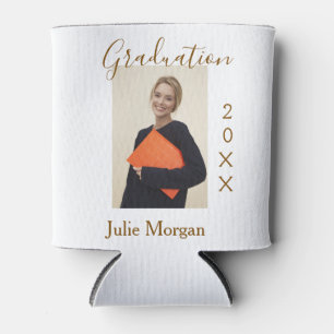 Graduation photo brown golden year 20XX namesimple Can Cooler