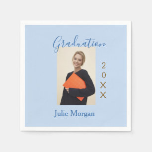 Graduation photo brown golden year 20XX namesimple Napkin