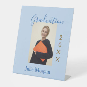 Graduation photo brown golden year 20XX namesimple Pedestal Sign