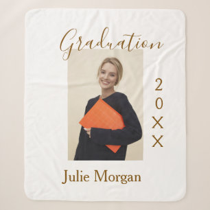 Graduation photo brown golden year 20XX namesimple Sherpa Blanket