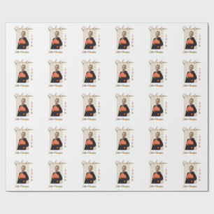 Graduation photo brown golden year 20XX namesimple Wrapping Paper