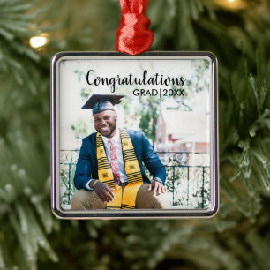 Graduation Photo Class of 20XX Modern Typography Metal Tree Decoration