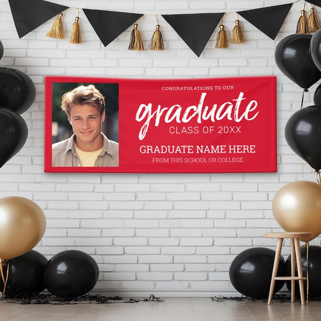 Graduation Photo - Class of Grad Red Virtual Banner (Custom Graduation Banner)