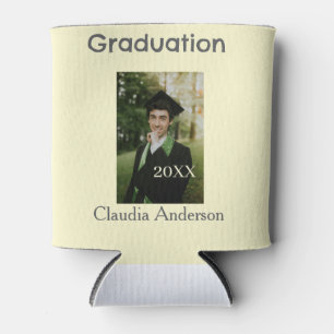 Graduation photo class year yellow gray pastel gra can cooler