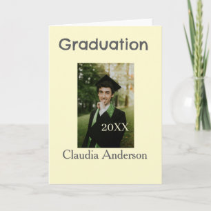 Graduation photo class year yellow gray pastel gra card