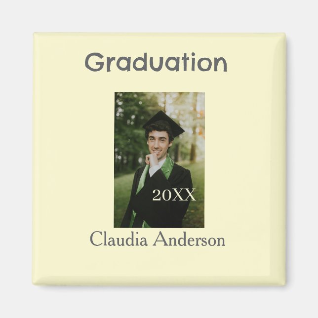 Graduation photo class year yellow gray pastel gra magnet (Front)