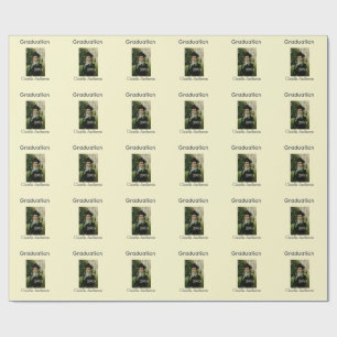 Graduation photo class year yellow gray pastel gra wrapping paper