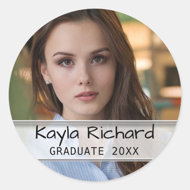Graduation Photo Classic Round Sticker (Front)
