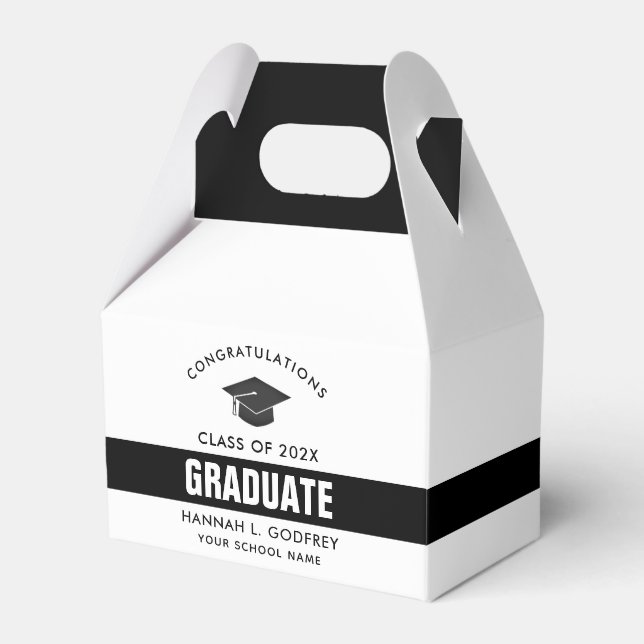 Graduation Photo Collage Black and White Favour Bo Favour Box (Front Side)