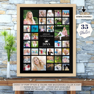 Graduation Photo Collage CLASS OF Black Party Poster