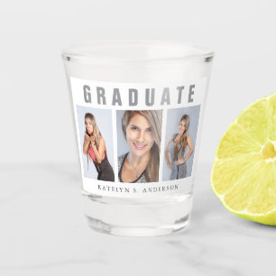 Graduation Photo Collage Congratulations White Shot Glass