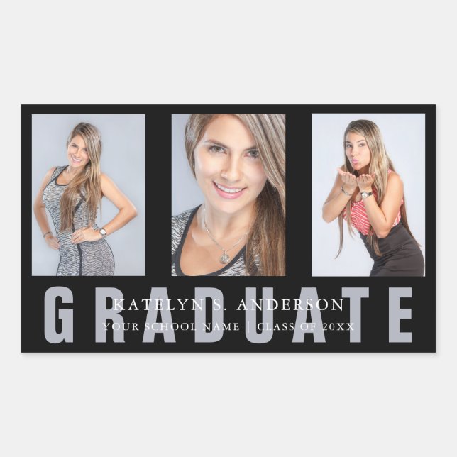 Graduation Photo Collage Custom Rectangular Sticke Rectangular Sticker (Front)