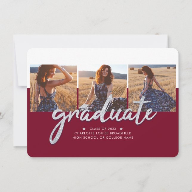 Graduation Photo Collage Grad 2025 Announcement (Front)