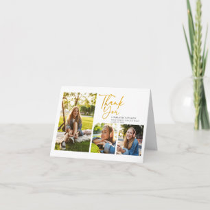 Graduation Photo Collage Hand-Lettered Grad Thank You Card