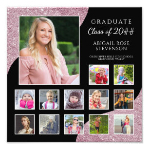 Graduation Photo Collage K-12 Rose Gold Print