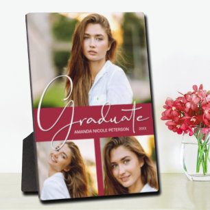 Graduation Photo Collage on Crimson Plaque