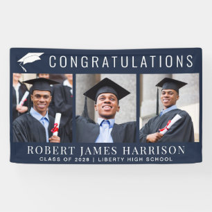 Graduation Photo Congratulations Blue Banner