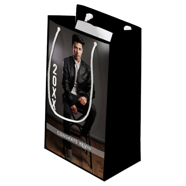 Graduation Photo Custom Small Gift Bag (Back Angled)