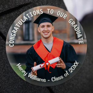 Graduation Photo Custom Text Graduate Keepsake 10 Cm Round Badge