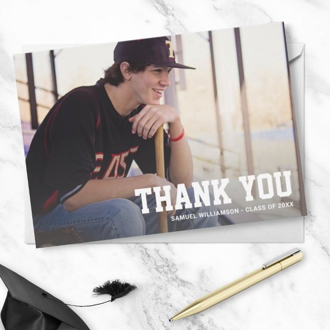 Graduation Photo Custom Thank You Note Backside Card (Creator Uploaded)