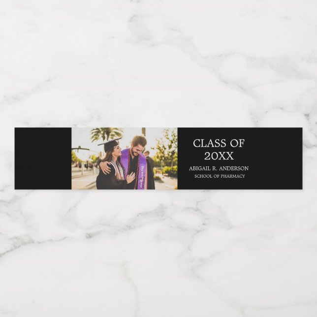 Graduation Photo Custom Water Bottle Label (Single Label)