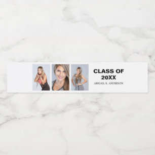 Graduation Photo Custom Water Bottle Label