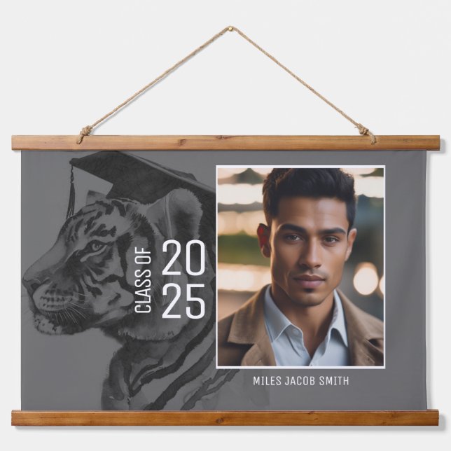 Graduation Photo Display Wood Topped Wall Tapestry (Front)