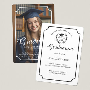 Graduation Photo Elegant Script Announcement