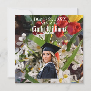 Graduation photo flowers save the date