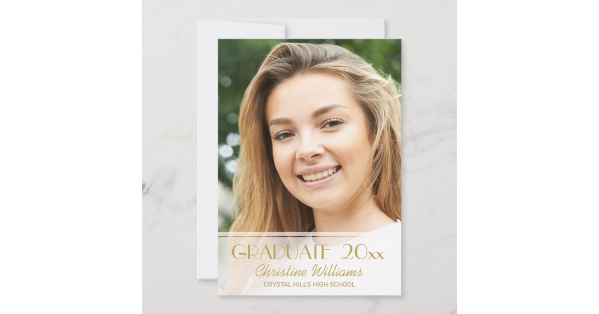 Graduation Photo Gold Script Chic 2023 Grad Announcement Zazzle