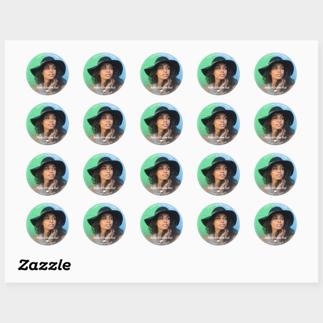 Graduation Photo Grad Cap Class of 20XX Custom Classic Round Sticker (Sheet)