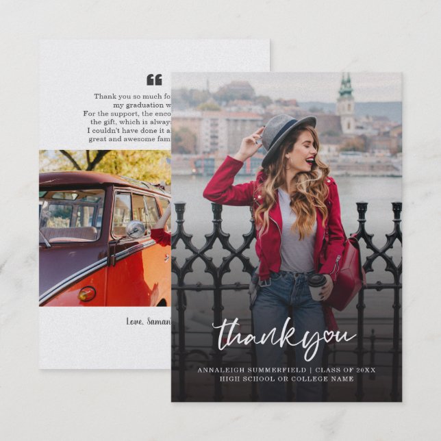 Graduation Photo Grad Party 2025 Thank You Card (Front/Back)