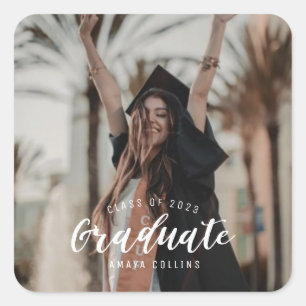Graduation Photo High School Grad Square Sticker