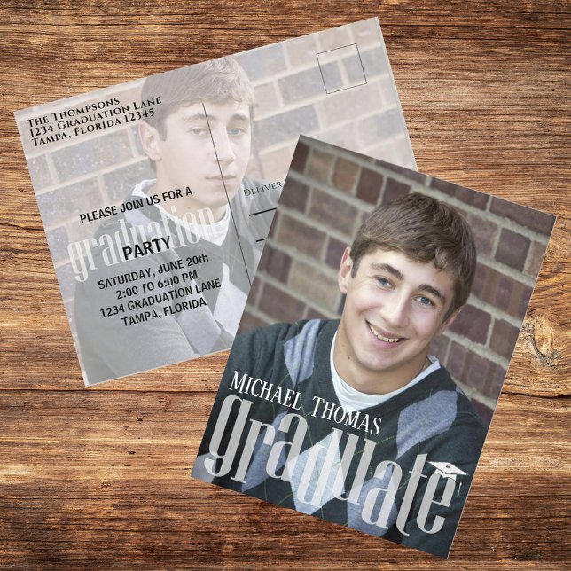 Graduation Photo Invitation Simple Custom Postcard (Creator Uploaded)