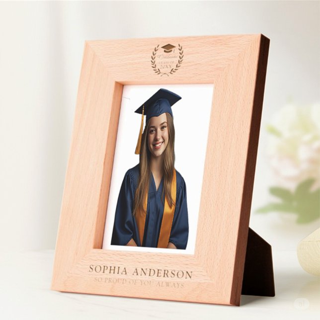 Graduation Photo Keepsake | Grad Cap Laurel Wreath Etched Frames (Creator Uploaded)