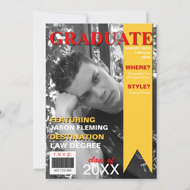Graduation Photo Magazine Cover Invitation (Front)