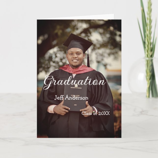 Graduation photo man name class of 20XX college  Card (Front)