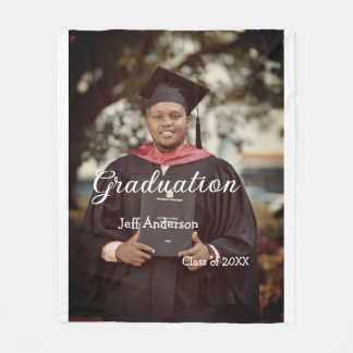 Graduation photo man name class of 20XX college  Fleece Blanket