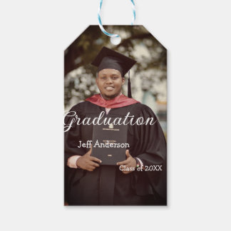 Graduation photo man name class of 20XX college  Gift Tags