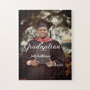 Graduation photo man name class of 20XX college  Jigsaw Puzzle