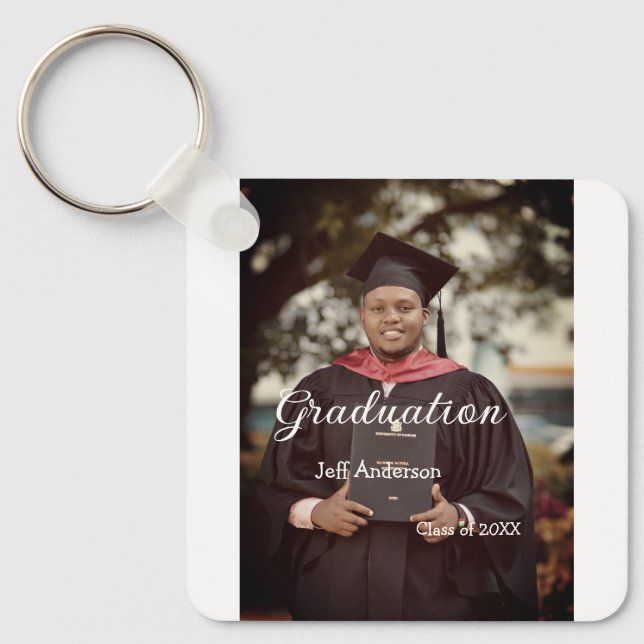 Graduation photo man name class of 20XX college  Key Ring (Front)