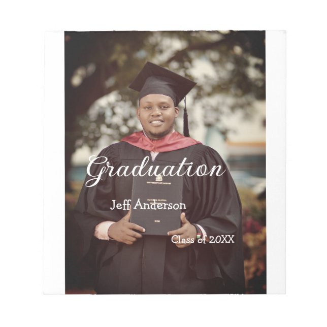 Graduation photo man name class of 20XX college  Notepad (Front)