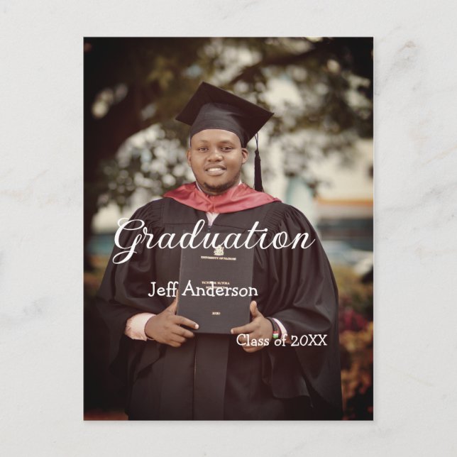 Graduation photo man name class of 20XX college  Postcard (Front)