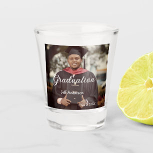Graduation photo man name class of 20XX college Shot Glass