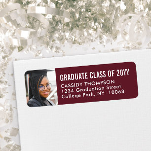 Graduation Photo Maroon and White Return Address