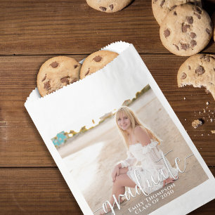 Graduation Photo Minimalist Modern Elegant Script  Favour Bags