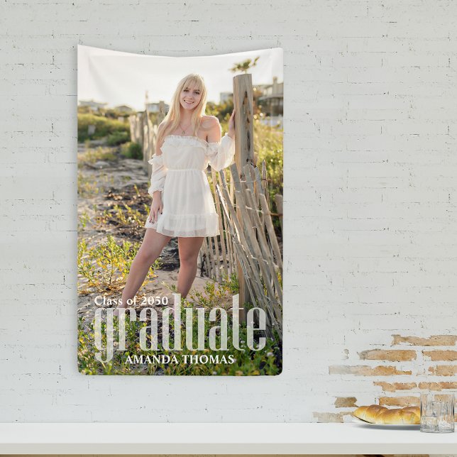 Graduation Photo Minimalist Simple Script Modern Banner (Creator Uploaded)
